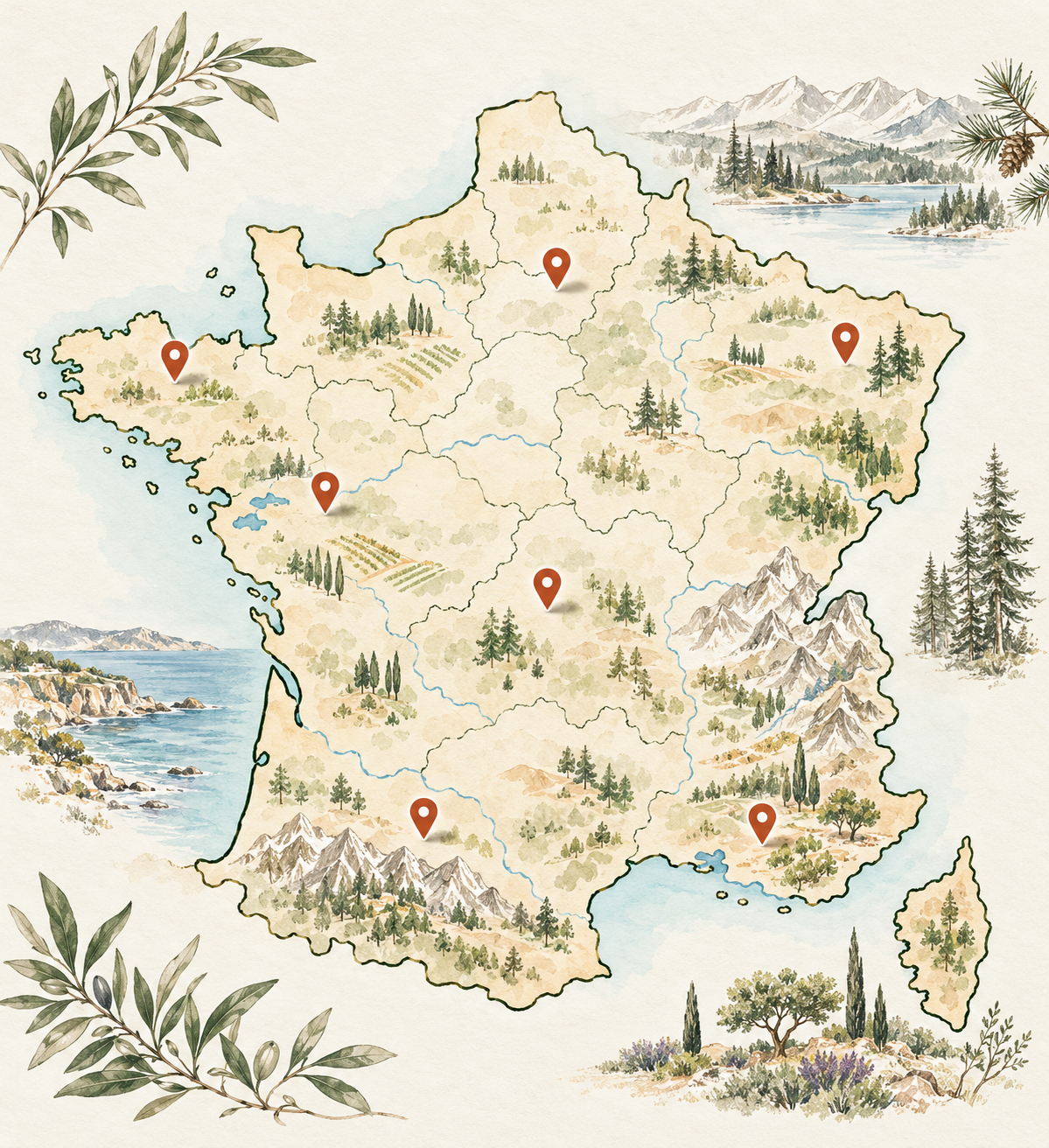 Carte des régions françaises attractives pour investir en PRL